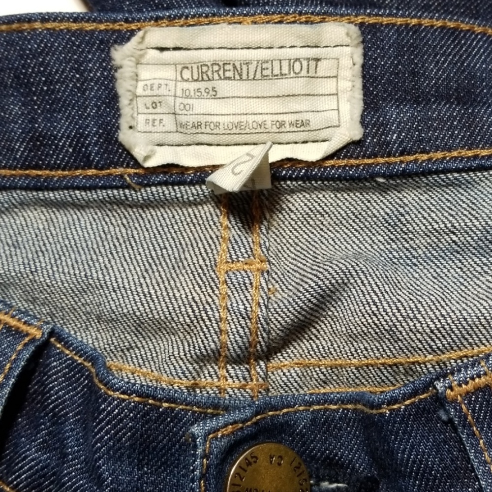 Current Elliott The Stiletto Dark Blue Distressed Jeans Size 26 - Picture 4 of 6